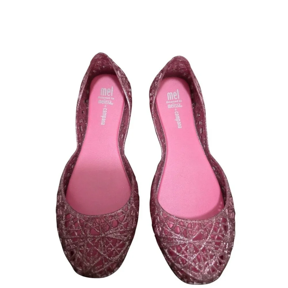 Mel Melissa Campana Youth Pink Glitter Jelly Flats Ballet Shoes Size‎ 3